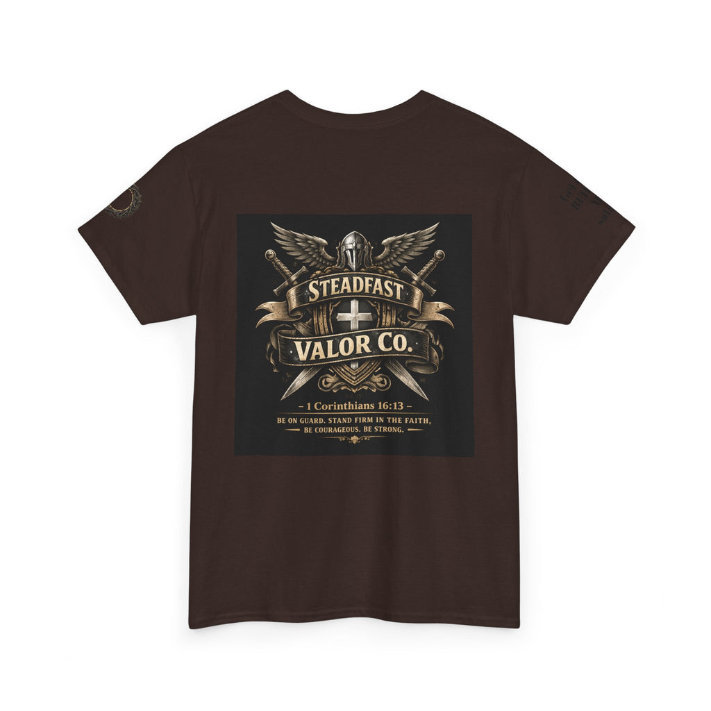 Deus Vult Sword T‑Shirt — Crusader Vintage Shield Design