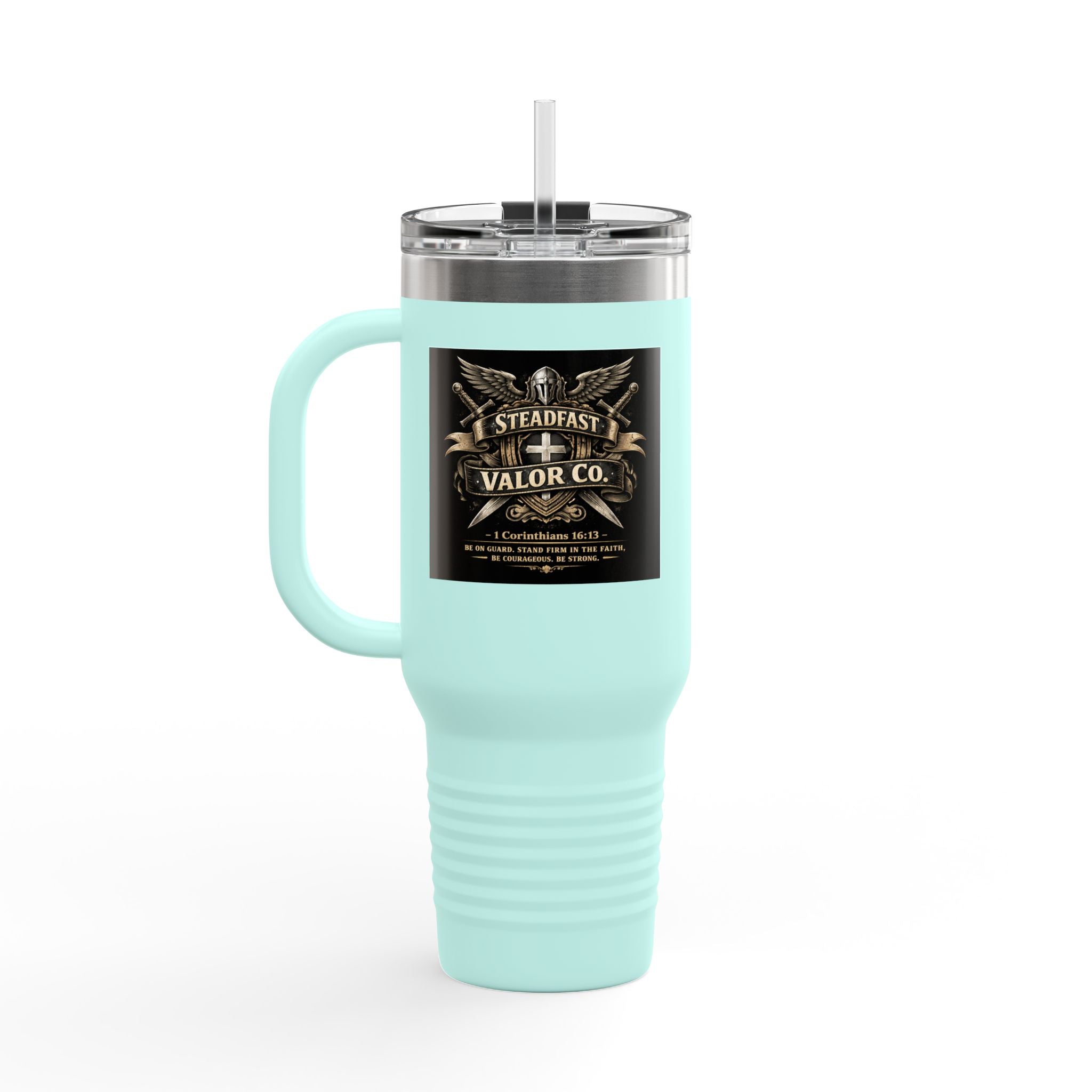 40oz Insulated Travel Mug — "Be the Light" Knight Crusader Design