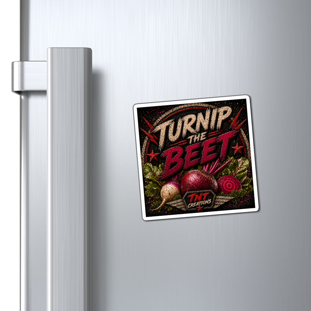 Turnip the Beet Refrigerator Magnet – Funny Veggie Pun Kitchen Decor