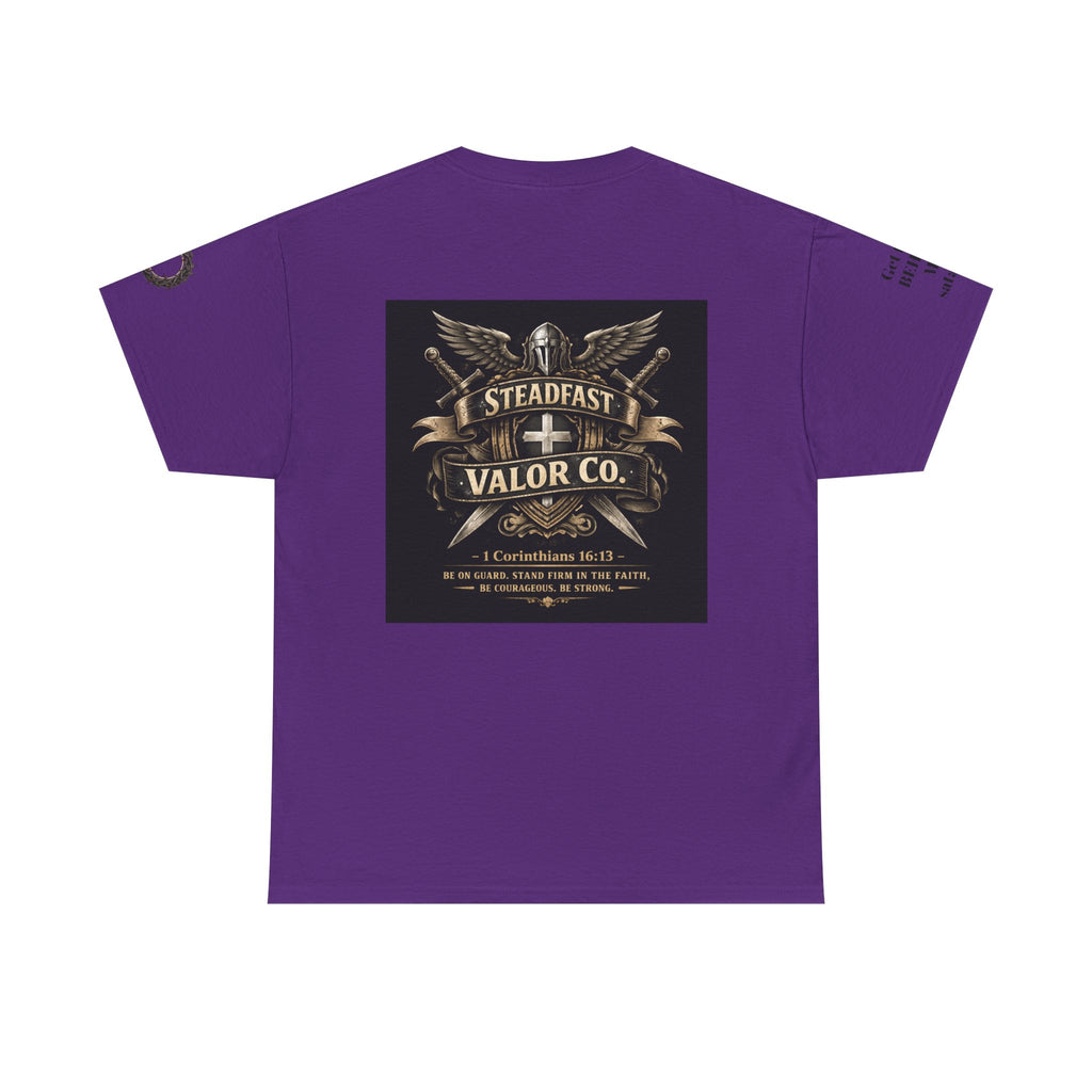 Deus Vult Sword T‑Shirt — Crusader Vintage Shield Design