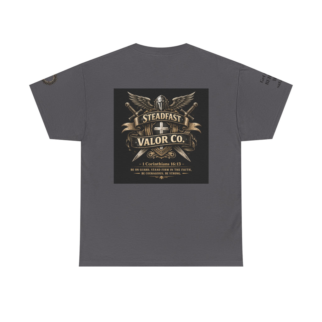 Deus Vult Sword T‑Shirt — Crusader Vintage Shield Design