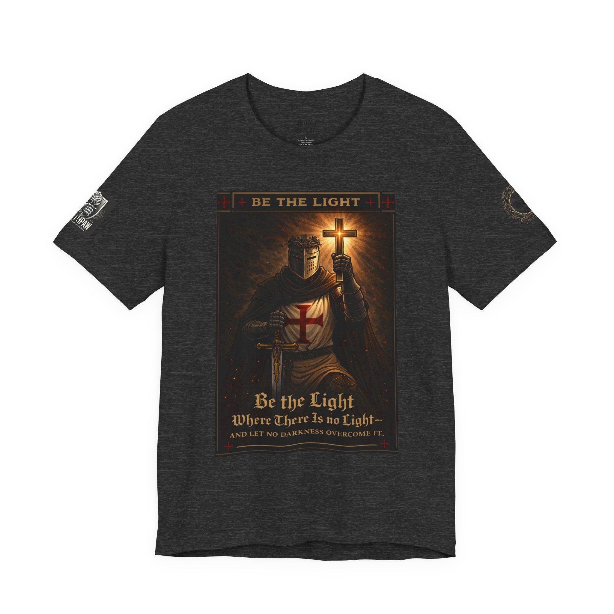 Christian Knight T-Shirt — "Be the Light" Crusader Graphic Tee (Don't Try Me Satan)