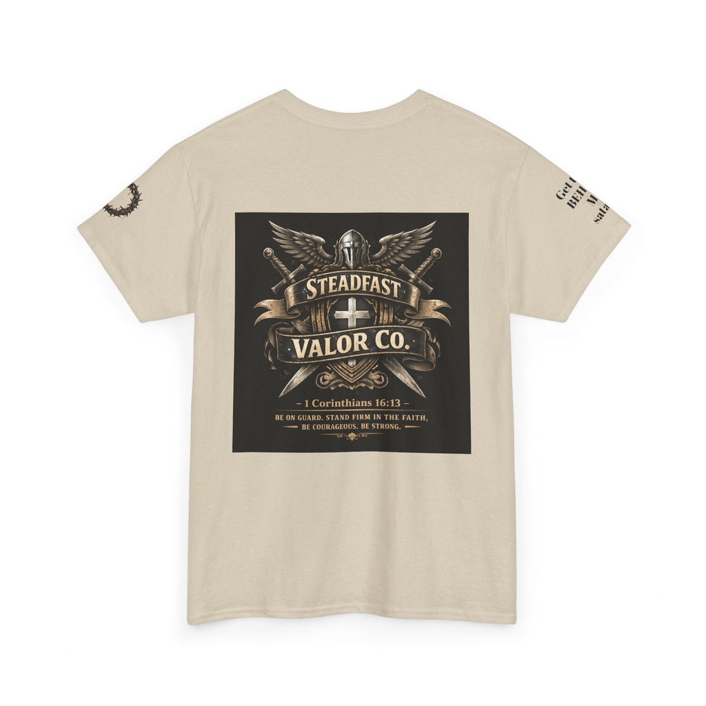 Deus Vult Sword T‑Shirt — Crusader Vintage Shield Design
