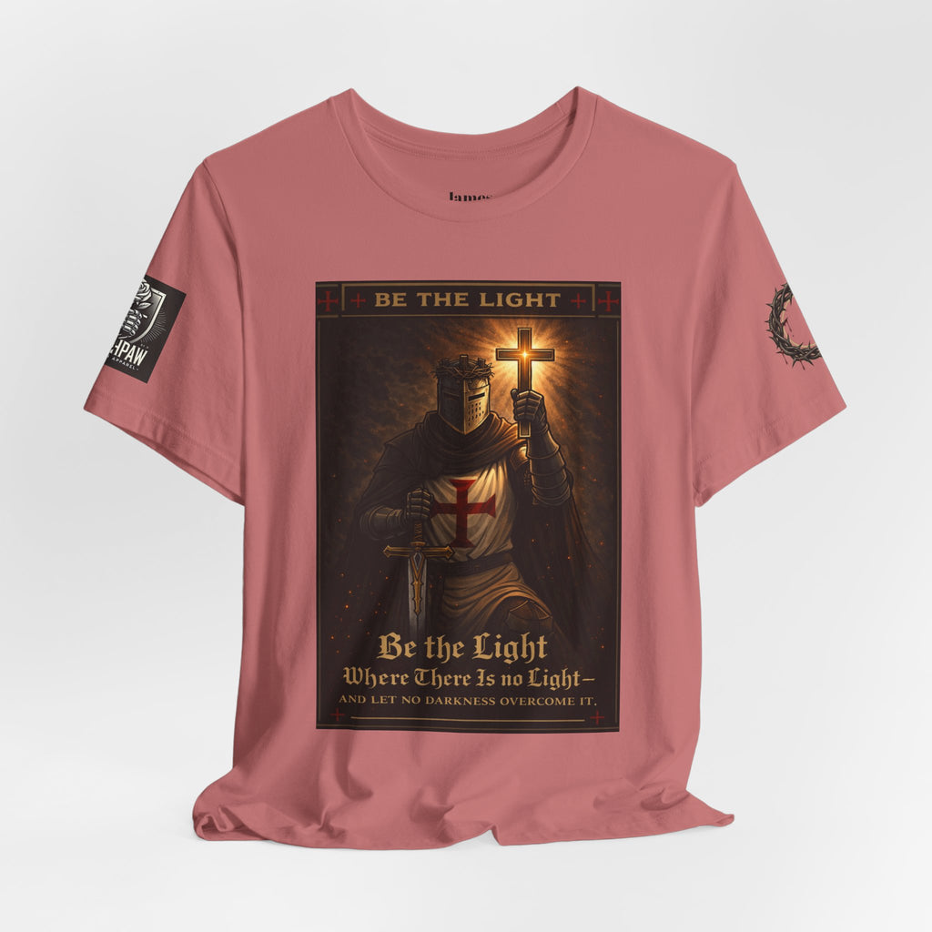Christian Knight T-Shirt — "Be the Light" Crusader Graphic Tee (Don't Try Me Satan)