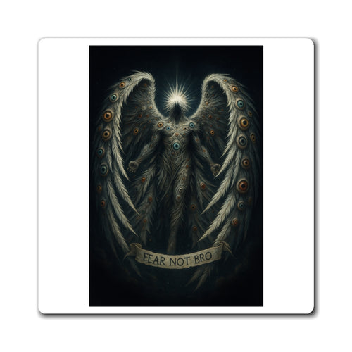 Angel Wings ‘Fear Not Bro’ Decorative Magnet — Dark Fantasy Refrigerator Art