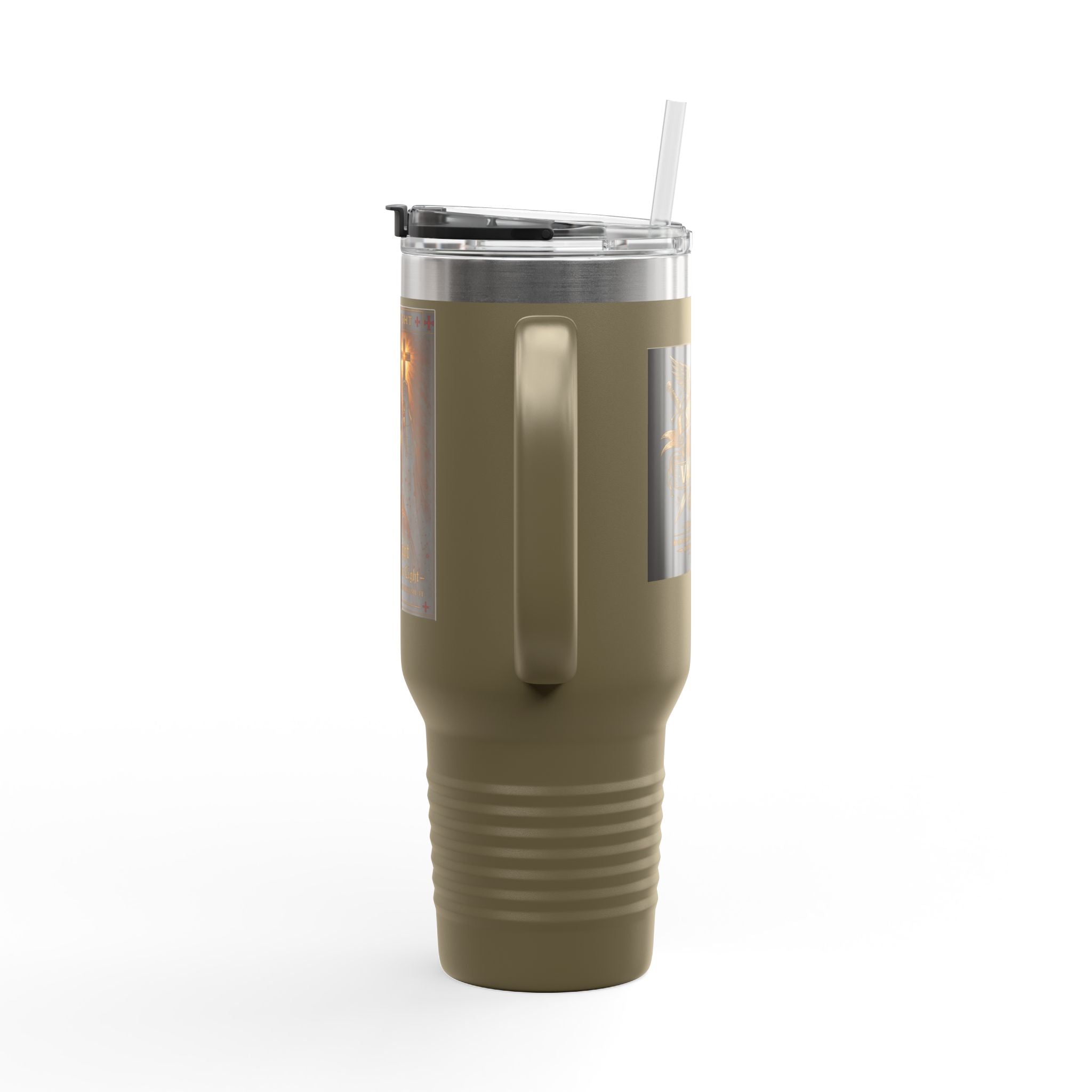 40oz Insulated Travel Mug — "Be the Light" Knight Crusader Design