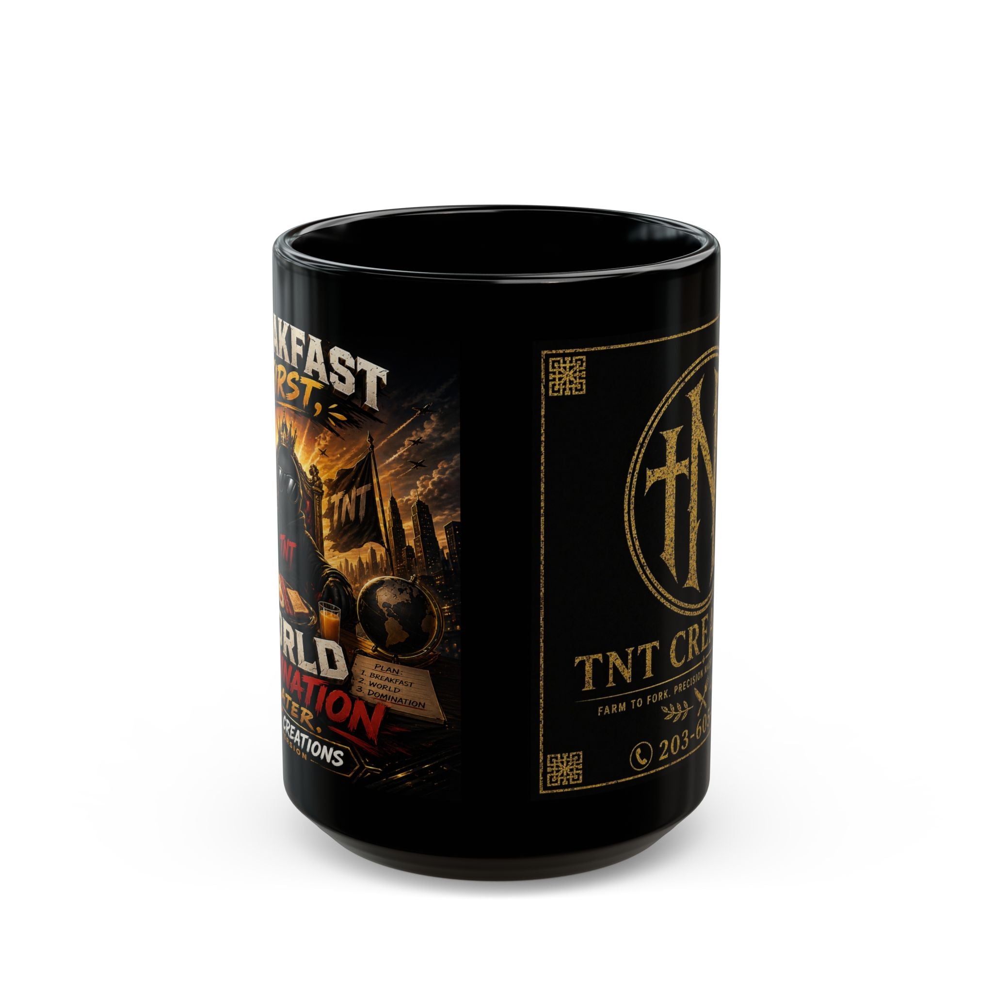 TNT Creations Black Logo Mug — 11oz/15oz Ceramic Coffee Cup