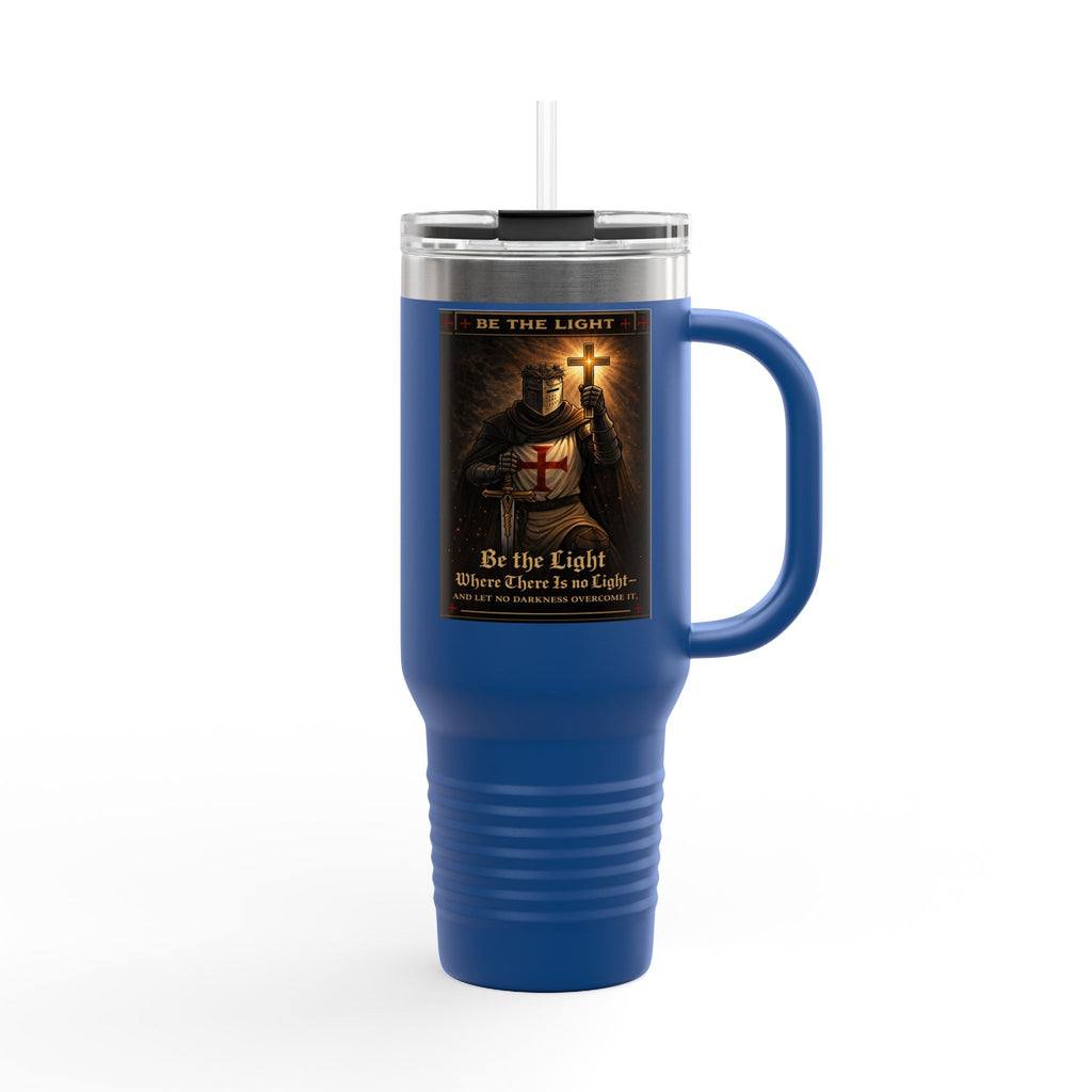 40oz Insulated Travel Mug — "Be the Light" Knight Crusader Design