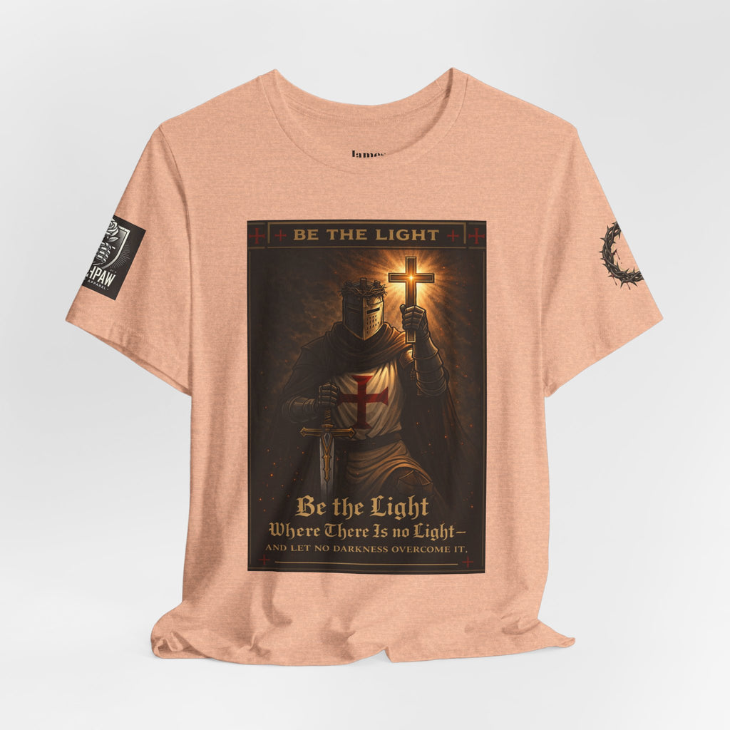 Christian Knight T-Shirt — "Be the Light" Crusader Graphic Tee (Don't Try Me Satan)
