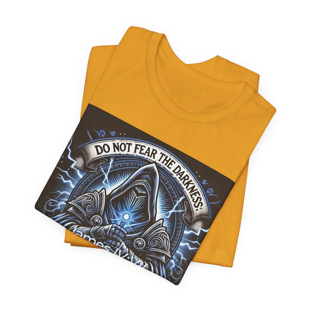 Do Not Fear the Darkness Graphic Tee — 'James IV:VII' Hooded Figure Shirt
