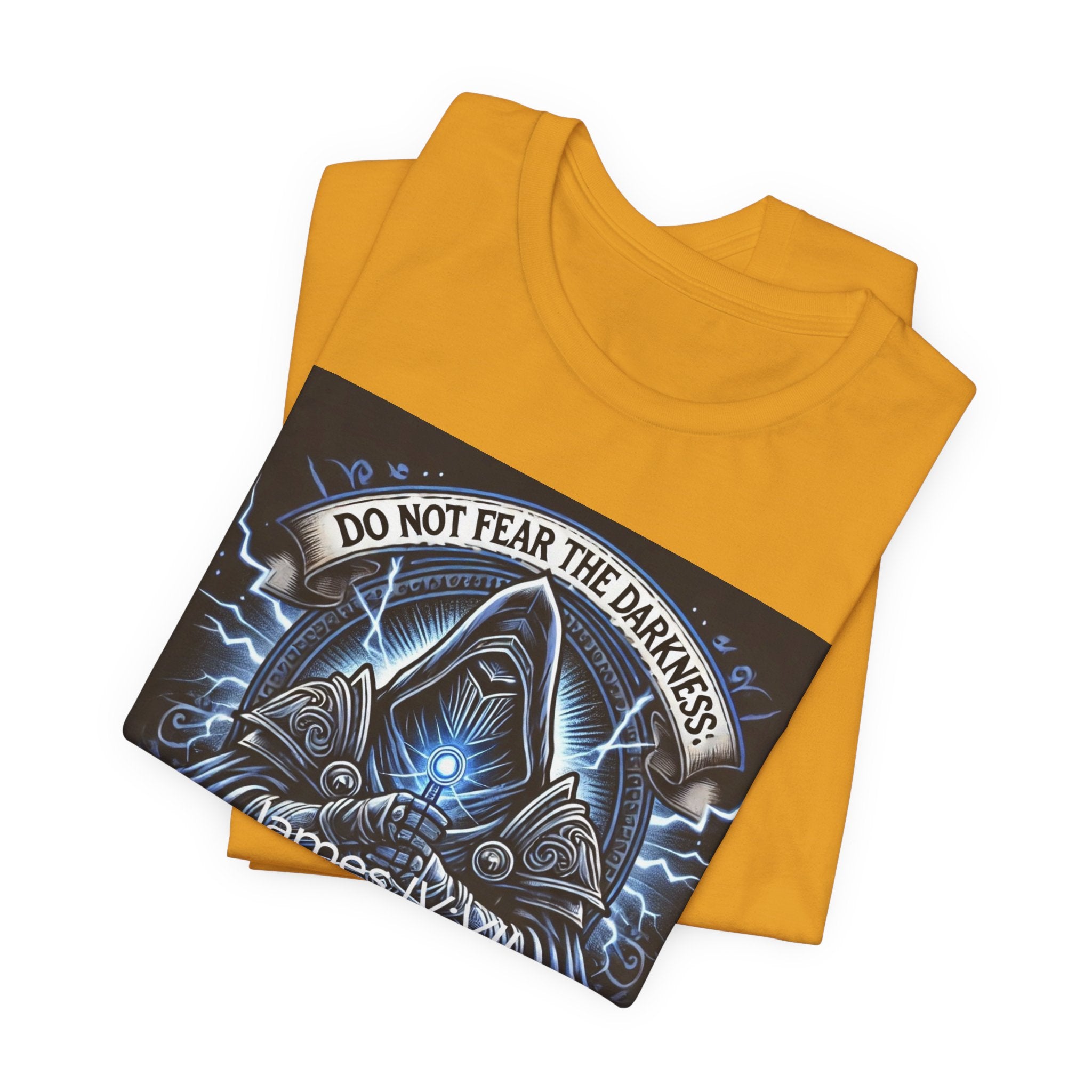 Do Not Fear the Darkness Graphic Tee — 'James IV:VII' Hooded Figure Shirt