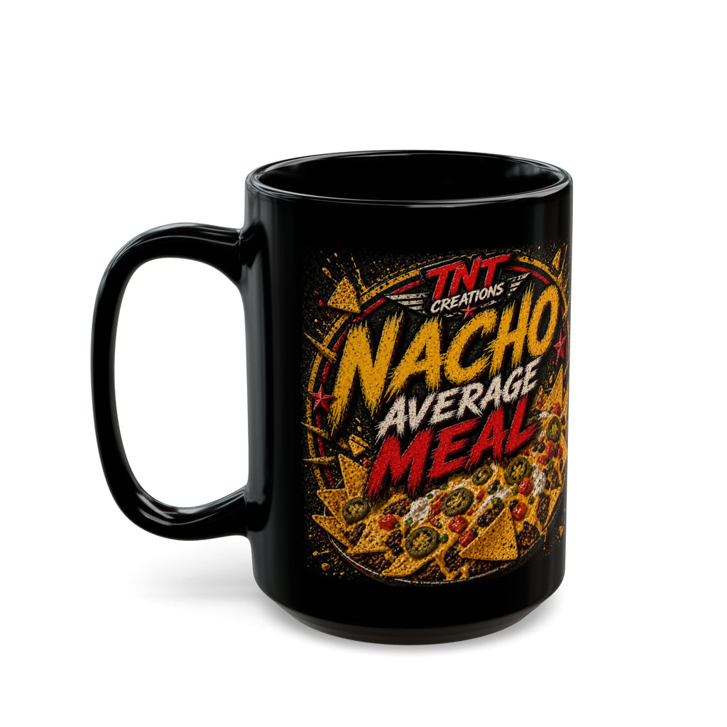 TNT Creations Black Ceramic Mug — Bold Gold Logo Coffee Cup (11oz & 15oz)