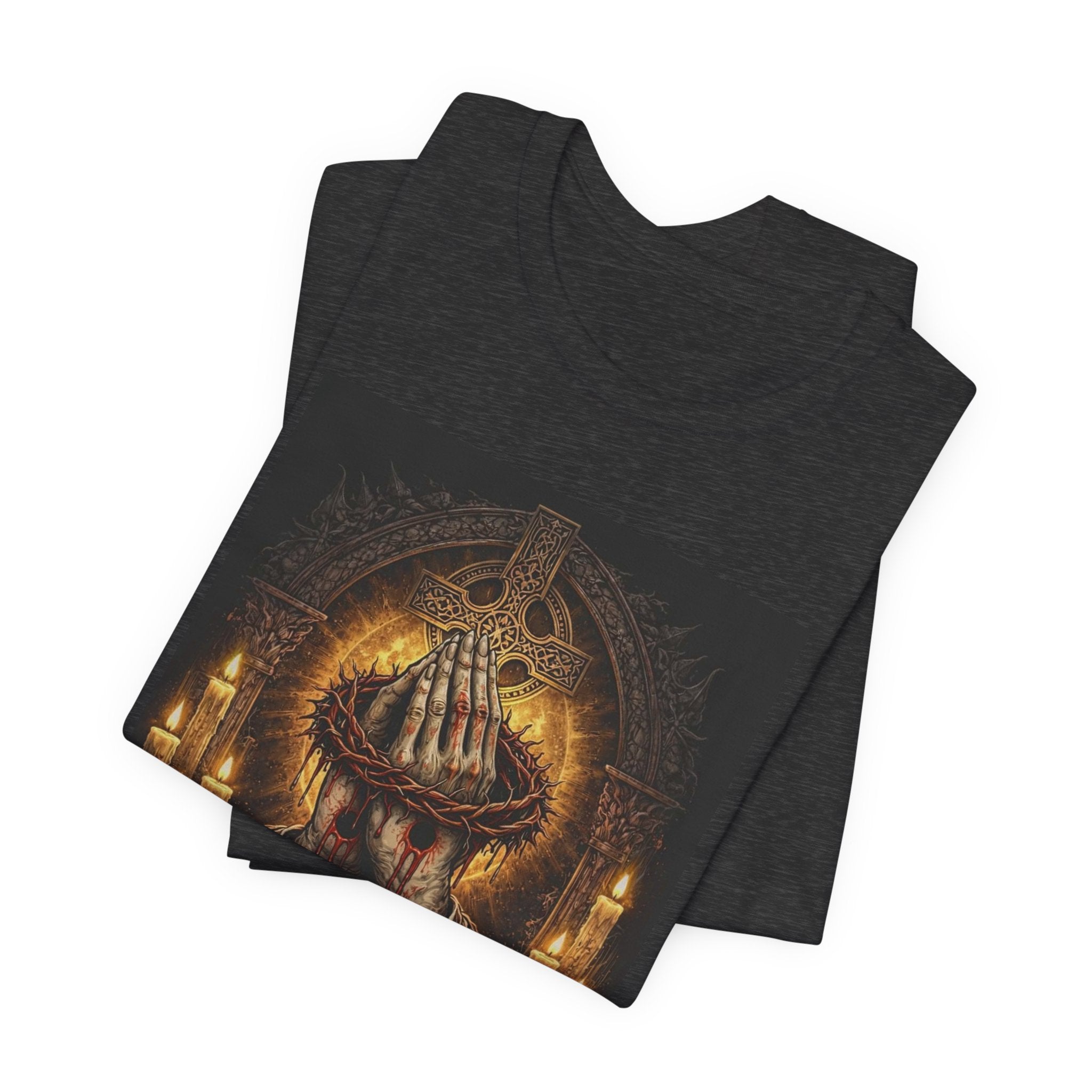 Satan-Repellant Graphic Tee — "Don't TRY me Satan!!" Chest Illustration & Back Slogan