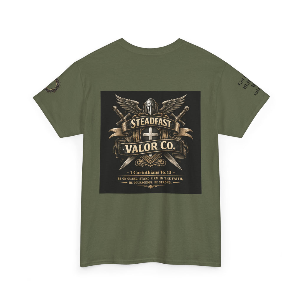 Deus Vult Sword T‑Shirt — Crusader Vintage Shield Design