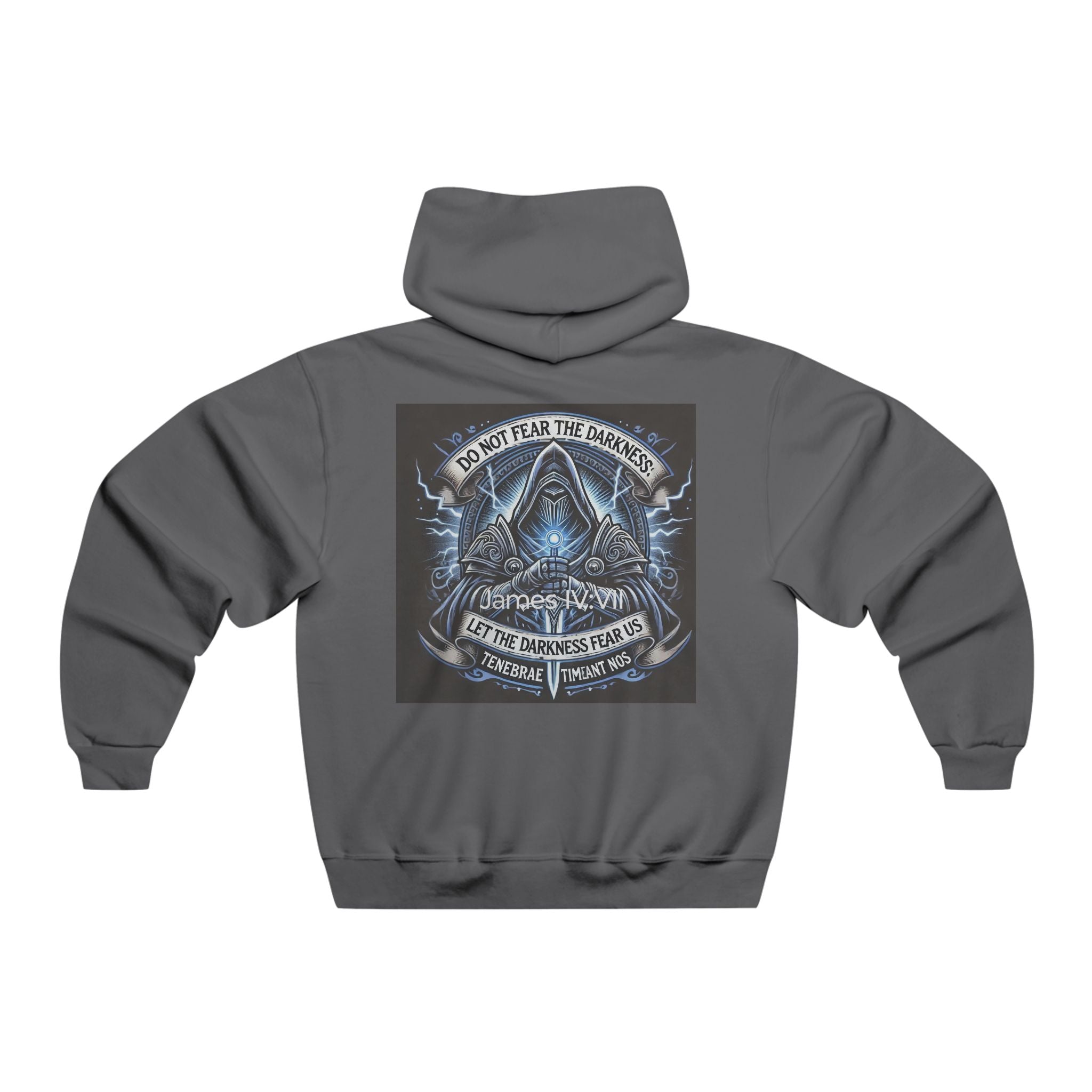 Hoodie — don't fear the darkness Graphic Pullover with Mystic Rose & Mountain Back Print
