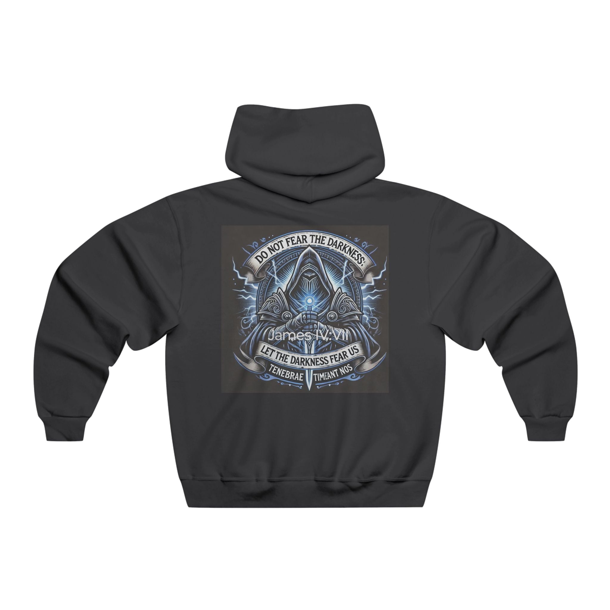 Hoodie — don't fear the darkness Graphic Pullover with Mystic Rose & Mountain Back Print
