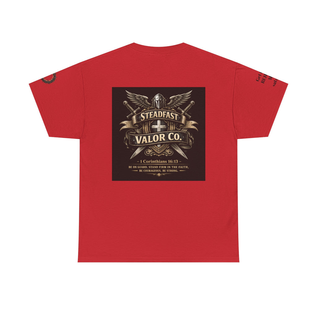 Deus Vult Sword T‑Shirt — Crusader Vintage Shield Design