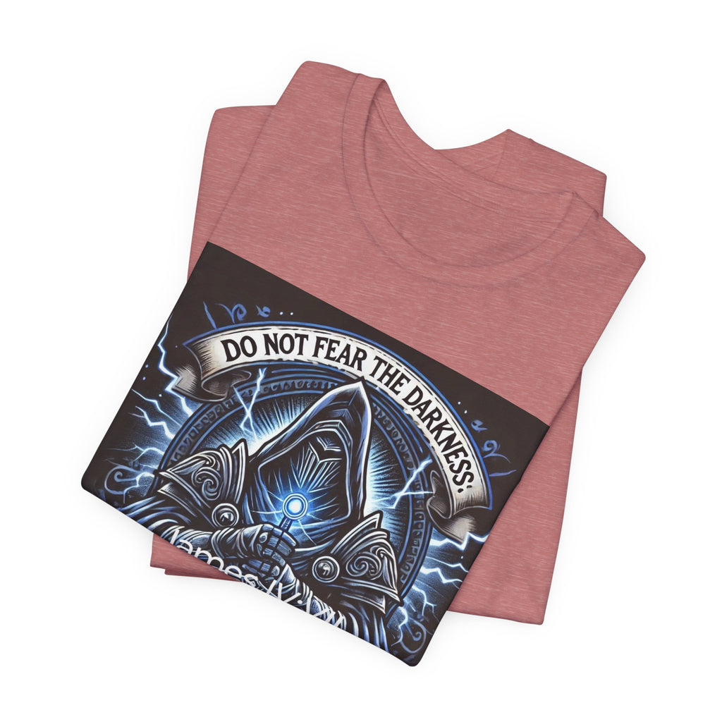 Do Not Fear the Darkness Graphic Tee — 'James IV:VII' Hooded Figure Shirt