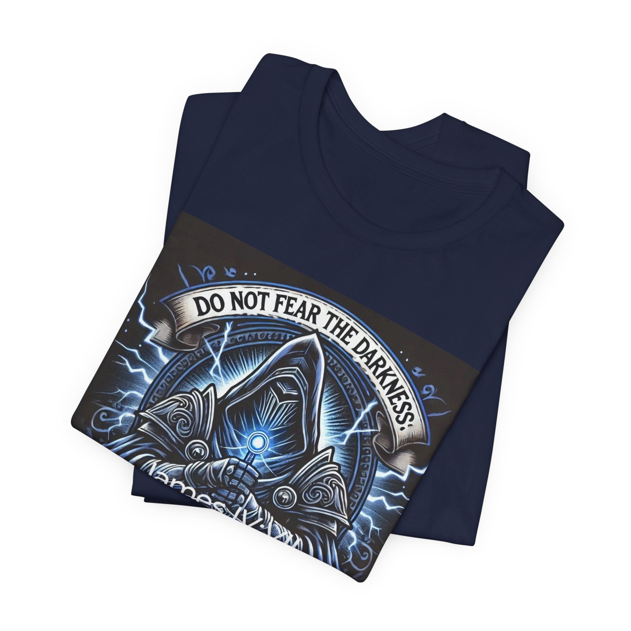 Do Not Fear the Darkness Graphic Tee — 'James IV:VII' Hooded Figure Shirt