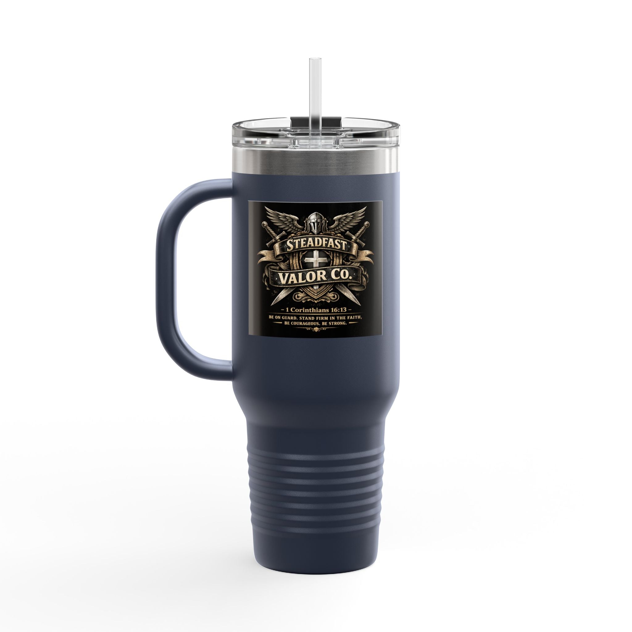40oz Insulated Travel Mug — "Be the Light" Knight Crusader Design