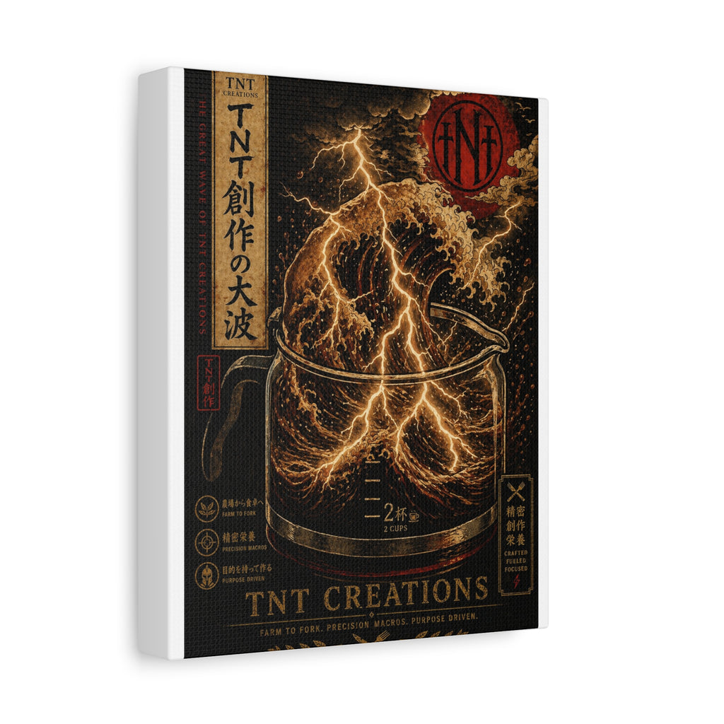 Lightning Coffee Canvas Print — Japanese Wave Espresso Art (Matte Stretched)