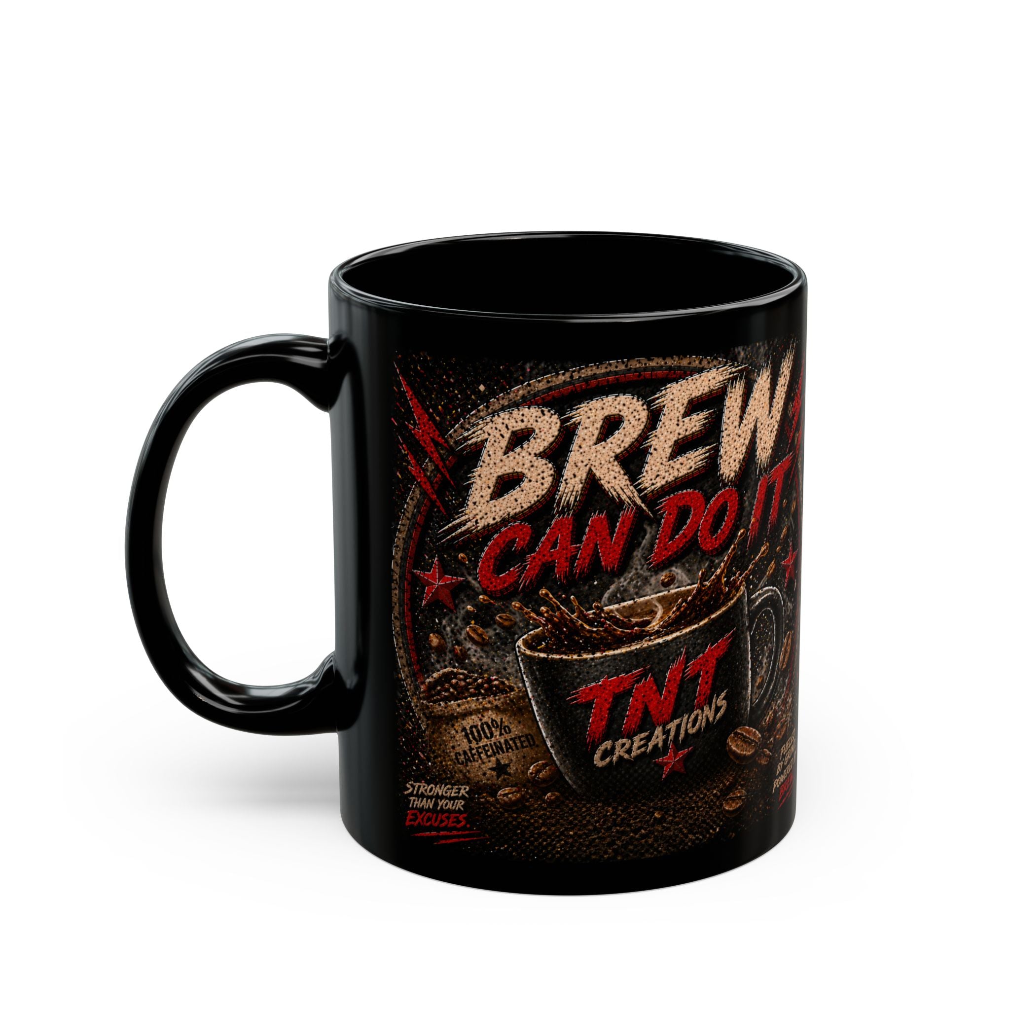 TNT Creations Black Coffee Mug — Gold Logo 11oz/15oz