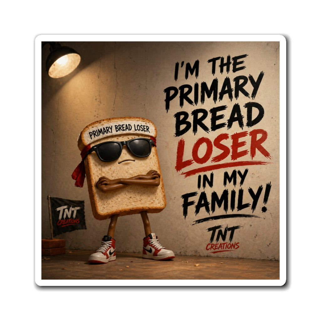 Funny 'I'm the Primary Bread Loser in My Family' Magnet — Novelty Refrigerator Magnet