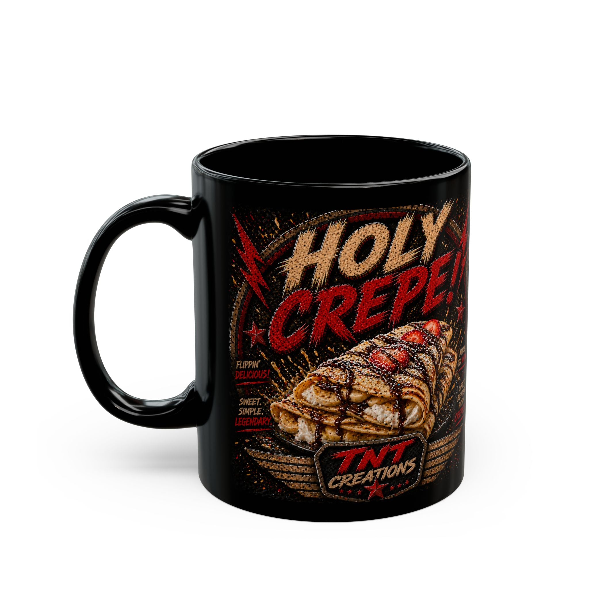 TNT Creations Black Ceramic Mug — Vintage Rock/Skull Design (11oz & 15oz)