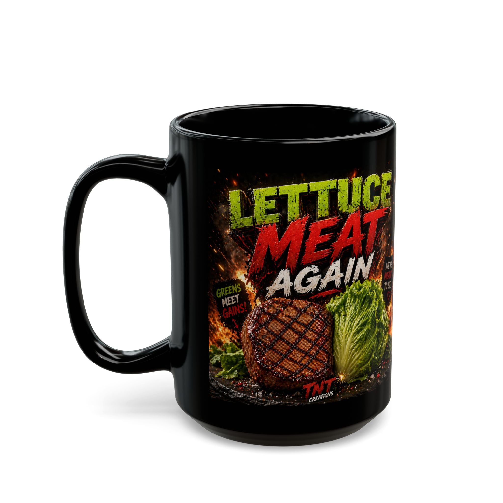 TNT Creations Black Mug — Spicy Sauce & Brand Logo 11oz/15oz