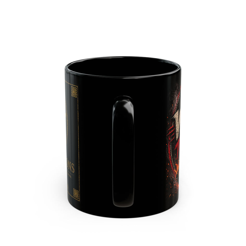 TNT Creations Logo Black Mug — 11oz/15oz Coffee Cup with Rustic Gold Emblem