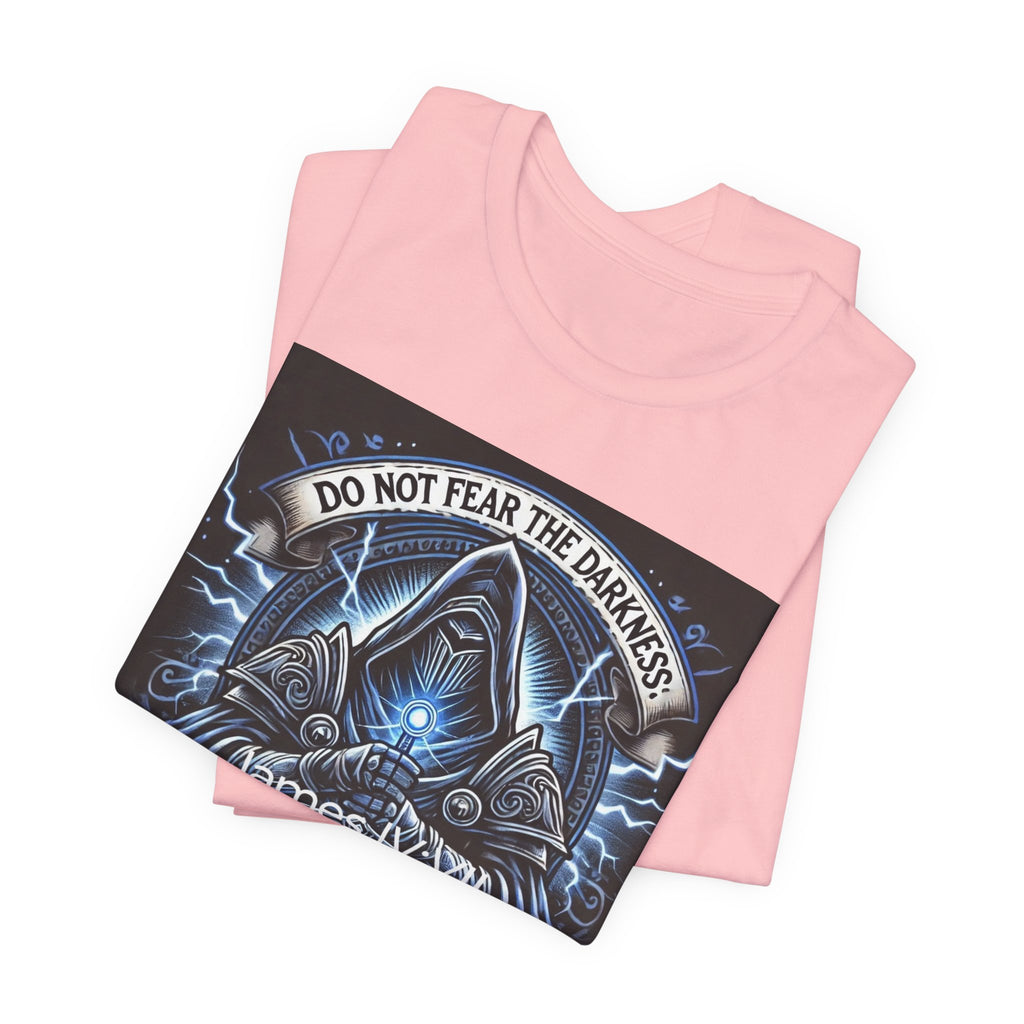 Do Not Fear the Darkness Graphic Tee — 'James IV:VII' Hooded Figure Shirt