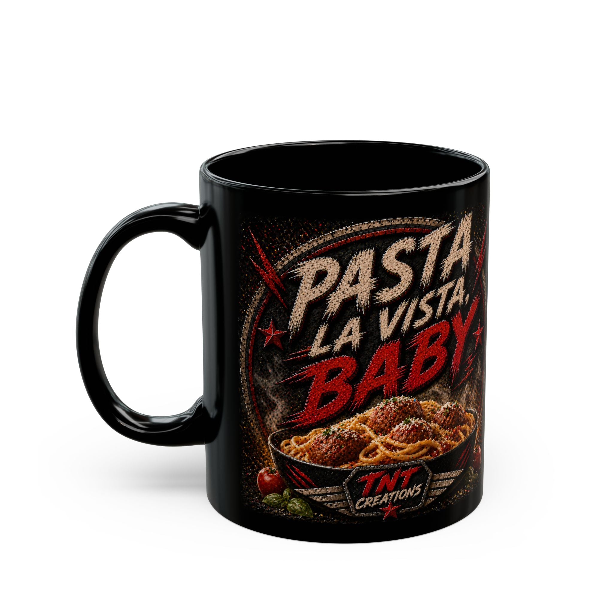 TNT Creations Black Mug – Vintage Logo Coffee Cup (11oz/15oz)