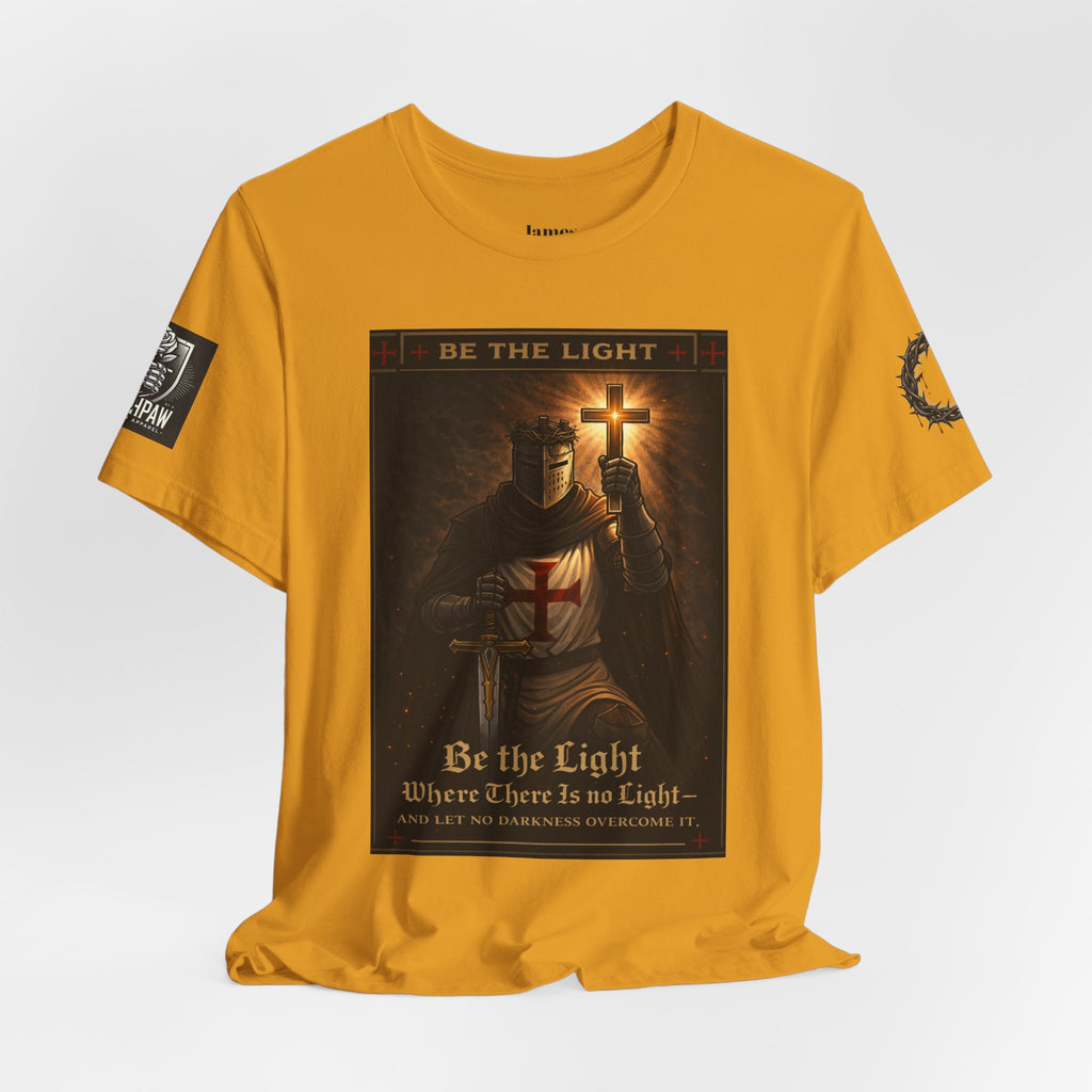 Christian Knight T-Shirt — "Be the Light" Crusader Graphic Tee (Don't Try Me Satan)