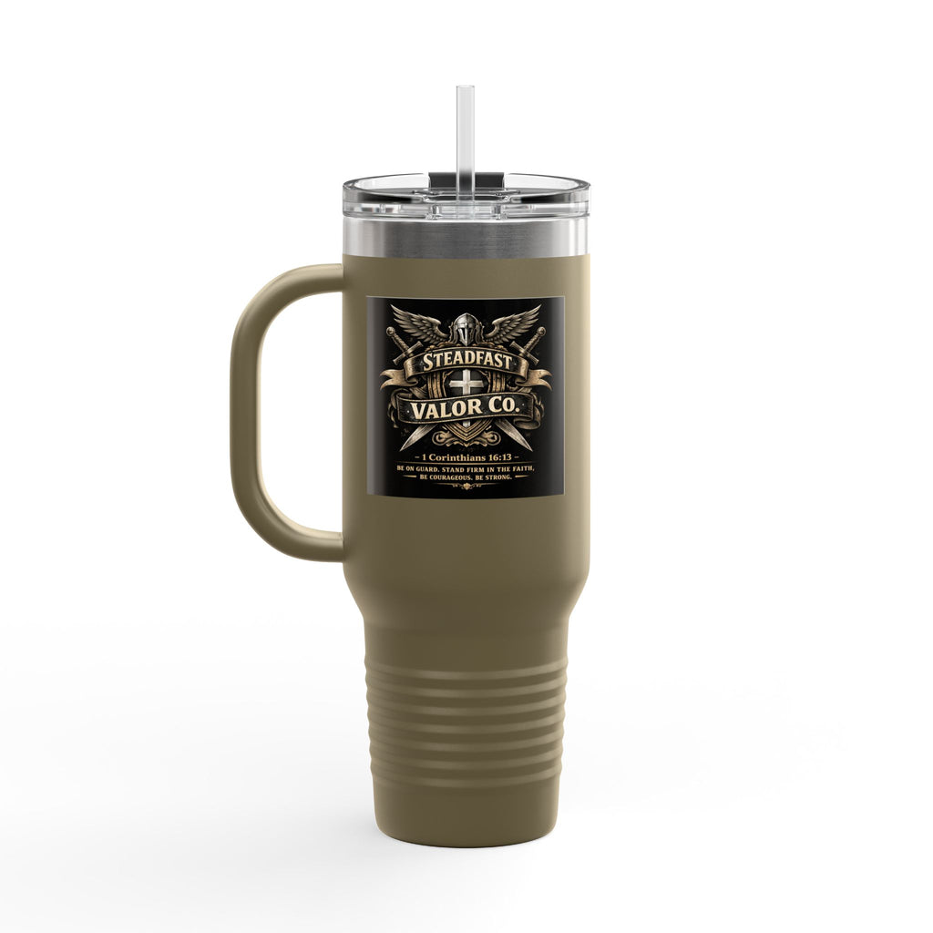 40oz Insulated Travel Mug — "Be the Light" Knight Crusader Design