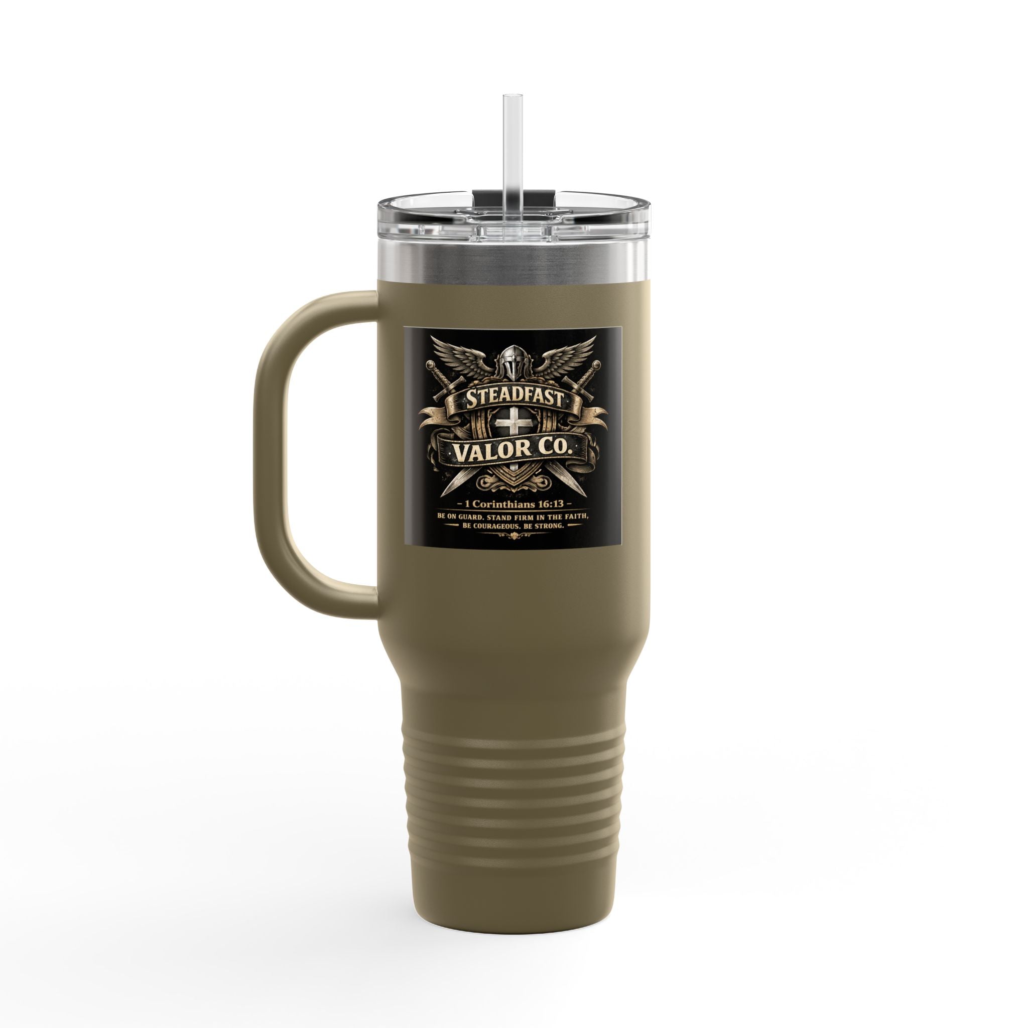 40oz Insulated Travel Mug — "Be the Light" Knight Crusader Design