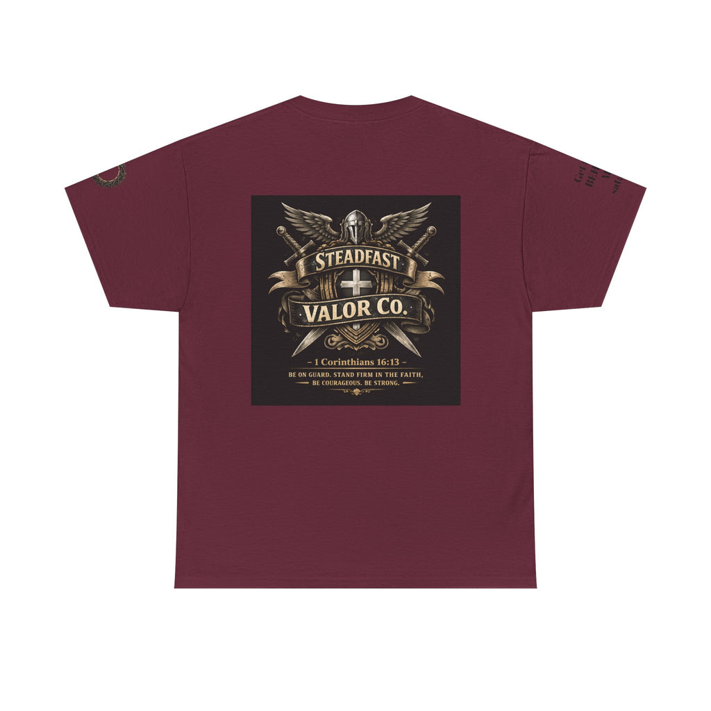 Deus Vult Sword T‑Shirt — Crusader Vintage Shield Design