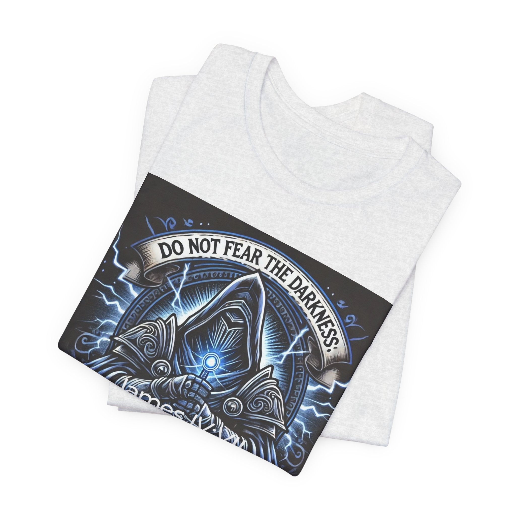 Do Not Fear the Darkness Graphic Tee — 'James IV:VII' Hooded Figure Shirt