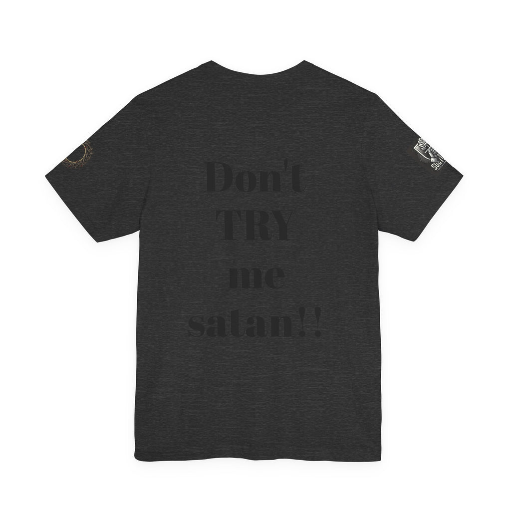 Christian Knight T-Shirt — "Be the Light" Crusader Graphic Tee (Don't Try Me Satan)