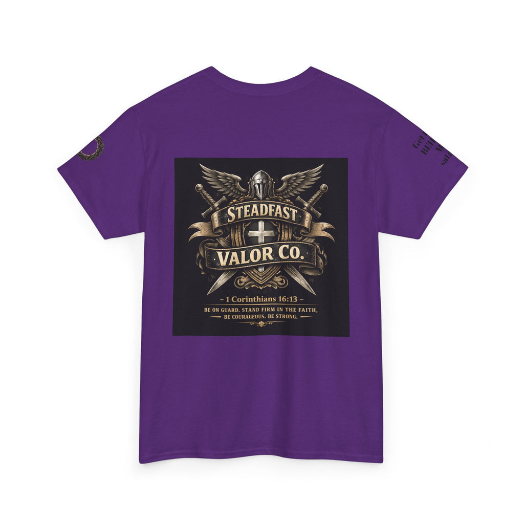 Deus Vult Sword T‑Shirt — Crusader Vintage Shield Design