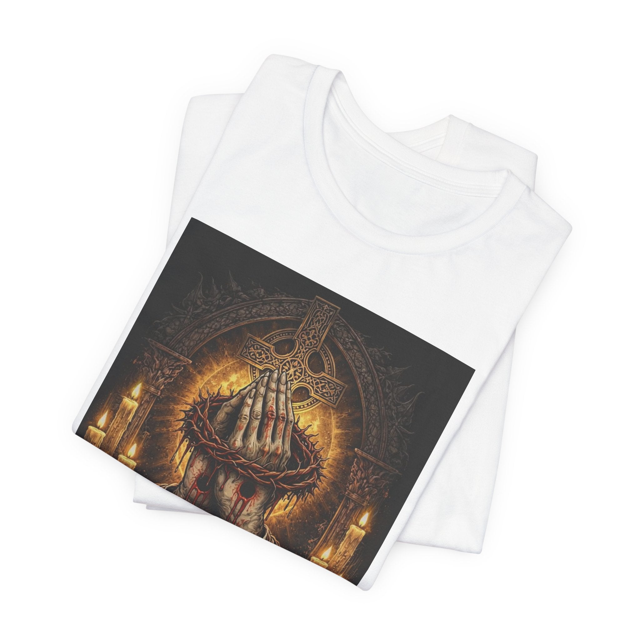 Satan-Repellant Graphic Tee — "Don't TRY me Satan!!" Chest Illustration & Back Slogan