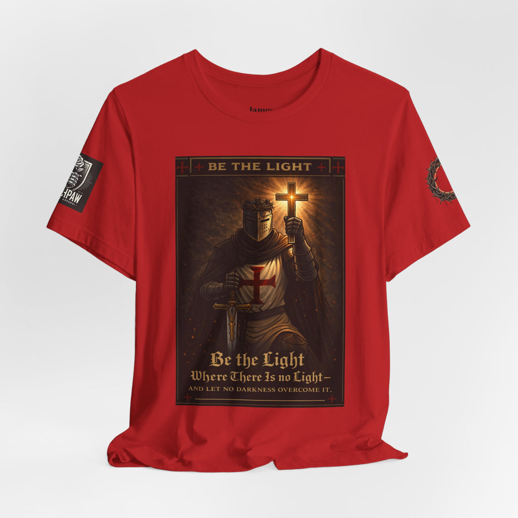 Christian Knight T-Shirt — "Be the Light" Crusader Graphic Tee (Don't Try Me Satan)