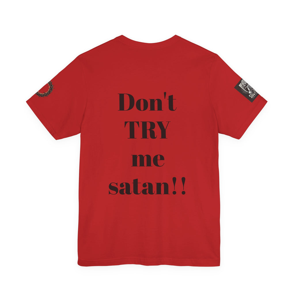 Christian Knight T-Shirt — "Be the Light" Crusader Graphic Tee (Don't Try Me Satan)