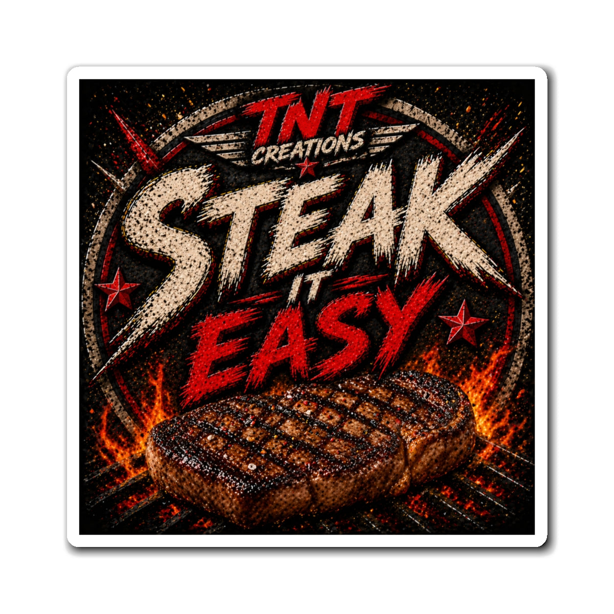 Steak It Easy Grill Magnet — BBQ Steakhouse Refrigerator Magnet