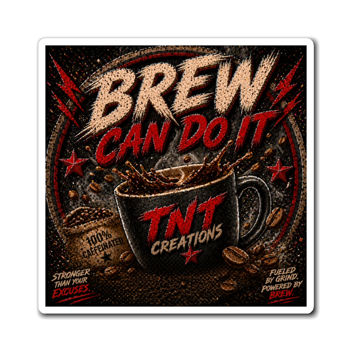 Brew Can Do It Coffee Magnet — Retro Motivational Coffee Cup Fridge Sticker