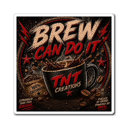 Brew Can Do It Coffee Magnet — Retro Motivational Coffee Cup Fridge Sticker