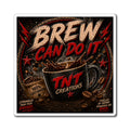 Brew Can Do It Coffee Magnet — Retro Motivational Coffee Cup Fridge Sticker