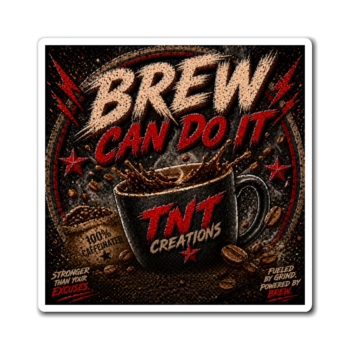 Brew Can Do It Coffee Magnet — Retro Motivational Coffee Cup Fridge Sticker