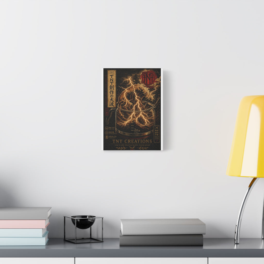 Lightning Coffee Canvas Print — Japanese Wave Espresso Art (Matte Stretched)