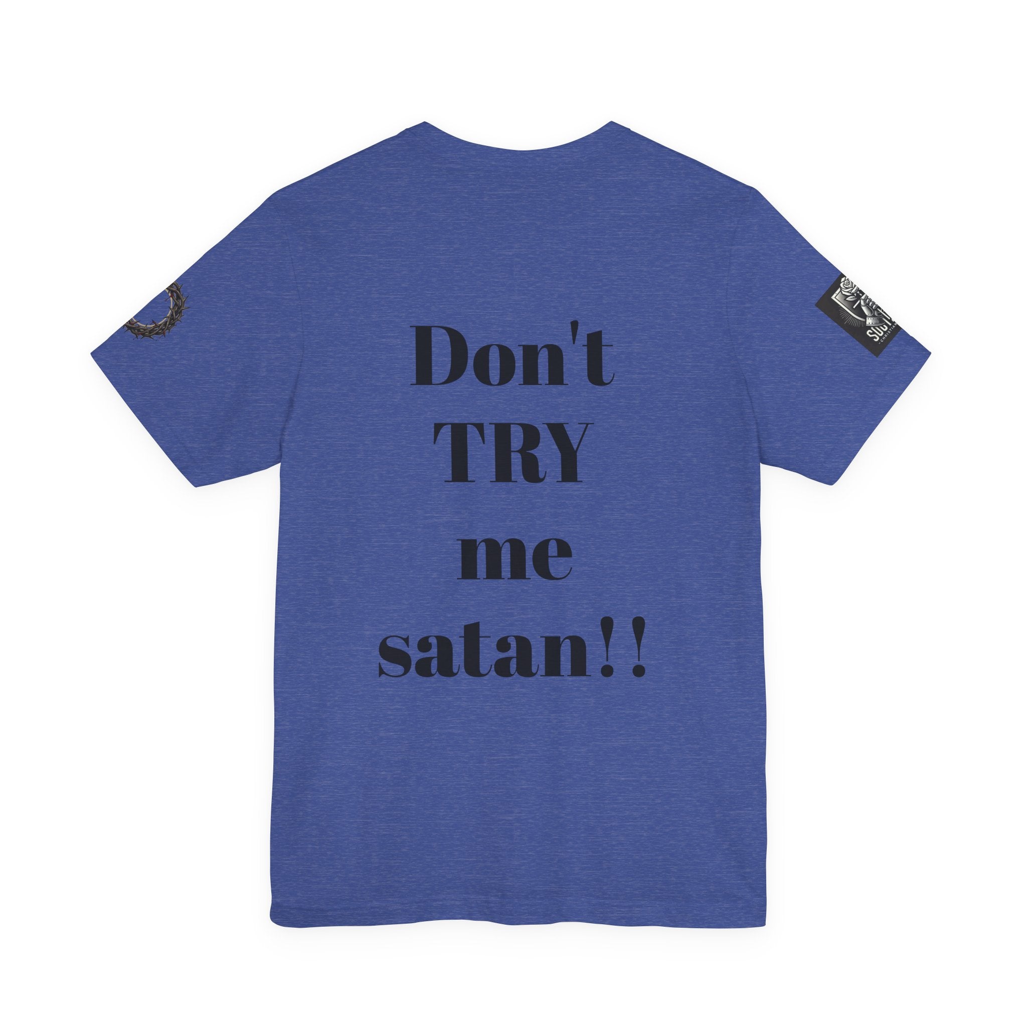 Christian Knight T-Shirt — "Be the Light" Crusader Graphic Tee (Don't Try Me Satan)