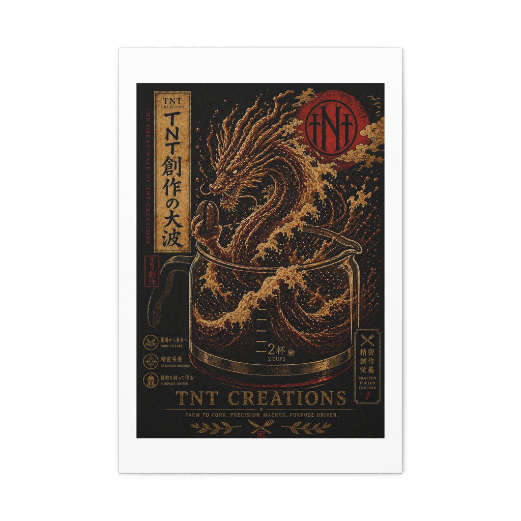TNT Creations Dragon Wave Matte Canvas Art — Japanese-Inspired Mythic Ocean Poster